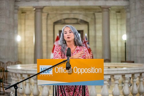 MIKAELA MACKENZIE / WINNIPEG FREE PRESS

NDP MLA Nahanni Fontaine speaks at the Manitoba Legislative Building in Winnipeg on Tuesday, Aug. 24, 2021. For --- story.
Winnipeg Free Press 2021.