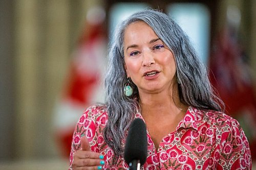 MIKAELA MACKENZIE / WINNIPEG FREE PRESS

NDP MLA Nahanni Fontaine speaks at the Manitoba Legislative Building in Winnipeg on Tuesday, Aug. 24, 2021. For --- story.
Winnipeg Free Press 2021.