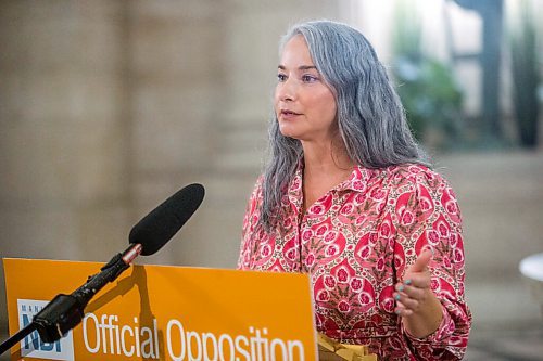 MIKAELA MACKENZIE / WINNIPEG FREE PRESS

NDP MLA Nahanni Fontaine speaks at the Manitoba Legislative Building in Winnipeg on Tuesday, Aug. 24, 2021. For --- story.
Winnipeg Free Press 2021.