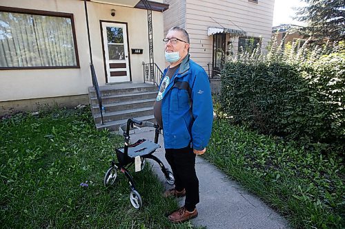 JOHN WOODS / WINNIPEG FREE PRESS
Mark Olfert, was living in a Main Street hotel until it was damaged by fire, is photographed outside his friends home where he is staying until he can get his own place in Winnipeg Thursday, August 25, 2021. 

Reporter: Robertson