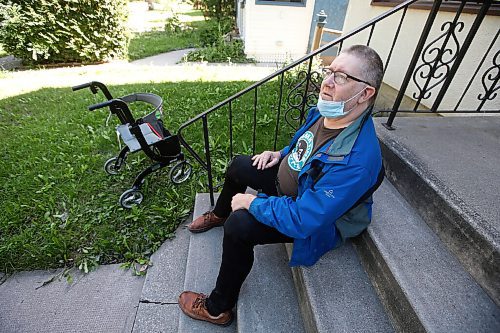 JOHN WOODS / WINNIPEG FREE PRESS
Mark Olfert, was living in a Main Street hotel until it was damaged by fire, is photographed outside his friends home where he is staying until he can get his own place in Winnipeg Thursday, August 25, 2021. 

Reporter: Robertson