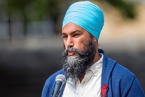 MIKAELA MACKENZIE / WINNIPEG FREE PRESS

NDP leader Jagmeet Singh speaks at the Oodena Circle at The Forks in Winnipeg on Thursday, Aug. 26, 2021. For Dylan story.
Winnipeg Free Press 2021.