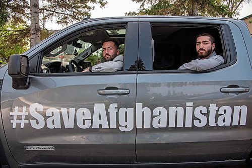 ALEX LUPUL / WINNIPEG FREE PRESS  

From left, Hameid (last name withheld) and Bashir Faqiri are photographed in Winnipeg on August, 26, 2021. Faqiri is planning a peaceful rally on Saturday and Hameid's family is trapped in Afghanistan.