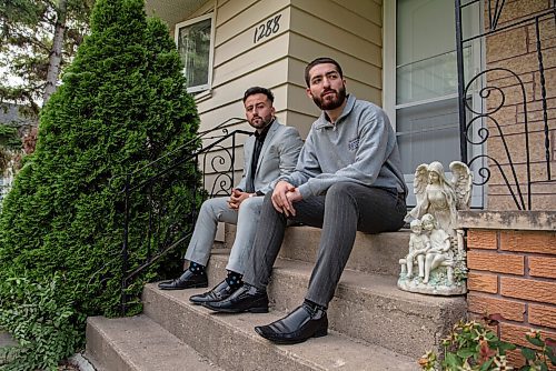 ALEX LUPUL / WINNIPEG FREE PRESS  

From left, Hameid (last name withheld) and Bashir Faqiri are photographed in Winnipeg on August, 26, 2021. Faqiri is planning a peaceful rally on Saturday and Hameid's family is trapped in Afghanistan.