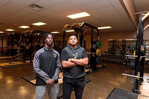 MIKE SUDOMA / Winnipeg Free Press
(Left to right) Receiver, Adbul-Karim Gassama and Linebacker, Nick Thomas are eager to get back on the field for Bisons training camp Saturday.
August 26, 2021