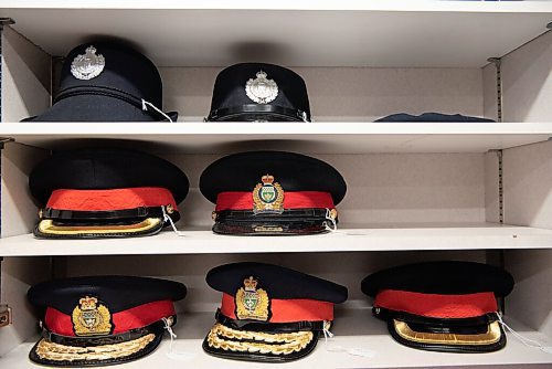 ALEX LUPUL / WINNIPEG FREE PRESS  

Winnipeg Police hats are photographed in the Winnipeg Police Museum's archives on August, 26, 2021.