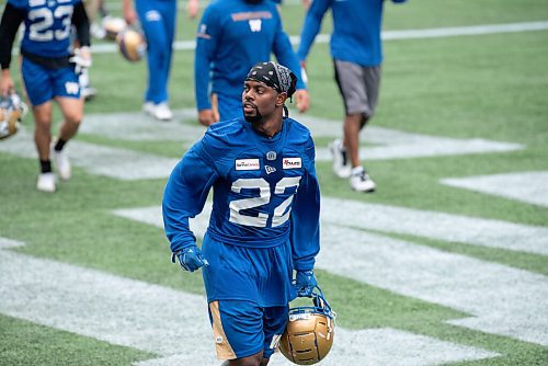 ALEX LUPUL / WINNIPEG FREE PRESS  

Winnipeg Blue Bombers defensive back Alden Darby (22) is photographed during practice at IG Field on August, 26, 2021.