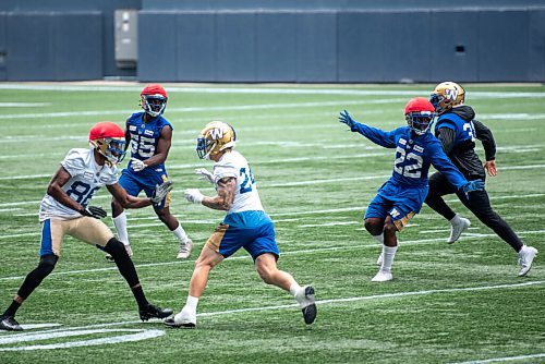 ALEX LUPUL / WINNIPEG FREE PRESS  

Winnipeg Blue Bombers defensive back Alden Darby (22) is photographed during practice at IG Field on August, 26, 2021.