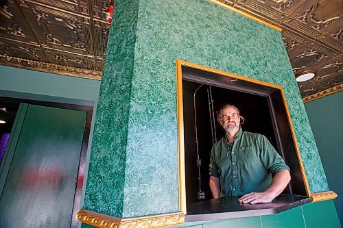 MIKE DEAL / WINNIPEG FREE PRESS
Author Andrew Davidson in the ticket booth of The Gargoyle (585 Ellice Avenue), formally, The Ellice Theatre, started work on the theatre before the pandemic, and now hes finally getting closer to opening up. 
See Ben Waldman story
210831 - Tuesday, August 31, 2021.