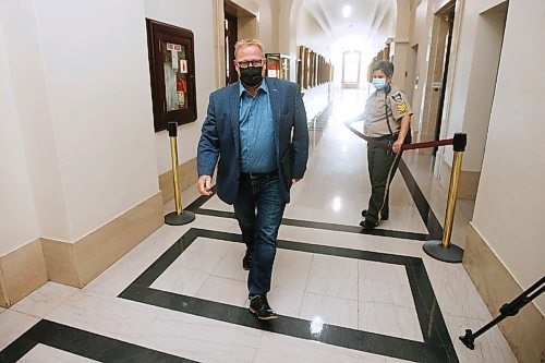 JOHN WOODS / WINNIPEG FREE PRESS
Manitoba PC MLA Scott Fielding leaves a caucus meeting at the legislature where they voted to replace Premier Brian Pallister with an interim premier until the party elects a leader in Winnipeg Tuesday, August 31, 2021. 

Reporter: Carol