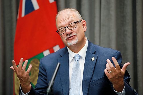 JOHN WOODS / WINNIPEG FREE PRESS
Manitoba interim Premier Kelvin Goertzen, who replaced Brian Pallister, holds his first media conference at the legislature in Winnipeg Wednesday, September 1, 2021. 

Reporter: ?