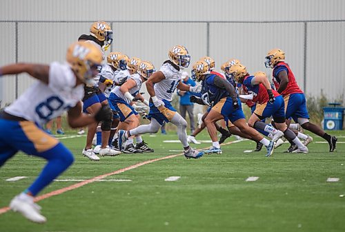 JESSICA LEE/WINNIPEG FREE PRESS

Winnipegs Blue Bombers practice training drills at University of Manitobas campus on September 2, 2021.

Reporter: Jeff Hamilton