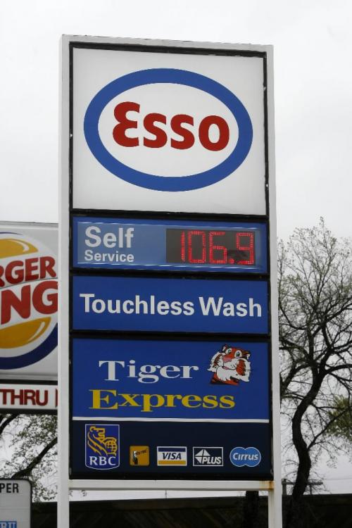 MIKE.DEAL@FREEPRESS.MB.CA 100505 - Wednesday, May 5th, 2010 Esso station on Portage Ave price for regular gas was at 106.9/L at around 2:30 pm. MIKE DEAL / WINNIPEG FREE PRESS