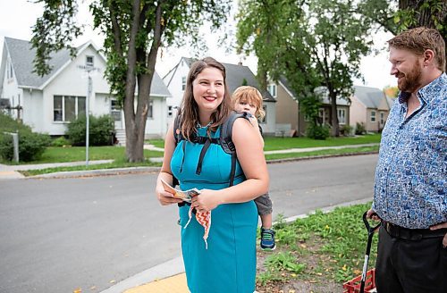 JESSICA LEE/WINNIPEG FREE PRESS

NDP candidate Meghan Waters canvasses with her son Léon and husband, Ryan Palmquist on September 3, 2021 in her neighbourhood of St. Boniface-St. Vital. 

Reporter: Dylan for split voting story