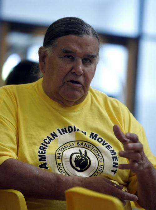 MIKE.DEAL@FREEPRESS.MB.CA 100506 - Thursday, May 6th, 2010 Clyde Bellecourt, 74, a leader of the American Indian Movement was in town to talk to some youth at the Thunderbird House in Winnipeg, Manitoba. See Melissa Martin story MIKE DEAL / WINNIPEG FREE PRESS