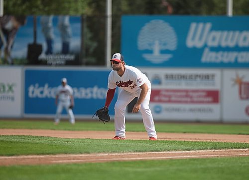 JESSICA LEE/WINNIPEG FREE PRESS

First base player Kyle Martin (33) gets ready to field a ball.

The Winnipeg Goldeyes played against the Fargo-Moorhead Redhawks on September 6, 2021 at Shaw Park in Winnipeg.

Reporter: Taylor