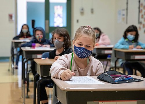 JESSICA LEE/WINNIPEG FREE PRESS

Students sit in class on the first day of school at Glenelm Community School on September 8, 2021.

Reporter: Maggie