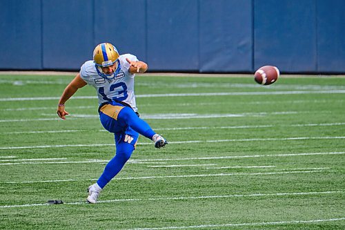 MIKE DEAL / WINNIPEG FREE PRESS
Winnipeg Blue Bombers' kicker, Marc Liegghio (13) during practice at IG Field Thursday afternoon.
210909 - Thursday, September 09, 2021.