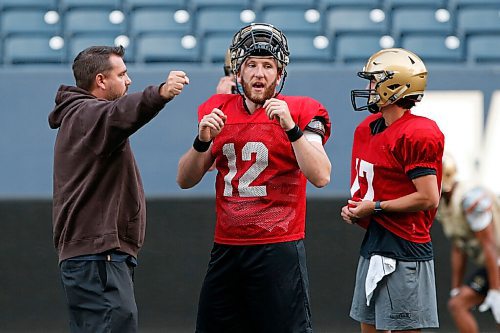 JOHN WOODS / WINNIPEG FREE PRESS
University of Manitoba Bison Des Catellier (12) at practice  Thursday, September 9, 2021. 

Reporter: Allen