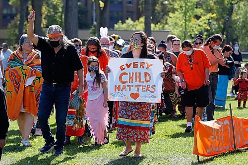 JOHN WOODS / WINNIPEG FREE PRESS
Grand entrance at an Every Child Matters powwow at Vimy Ridge Park in Winnipeg Sunday, September 12, 2021. 

Reporter: May