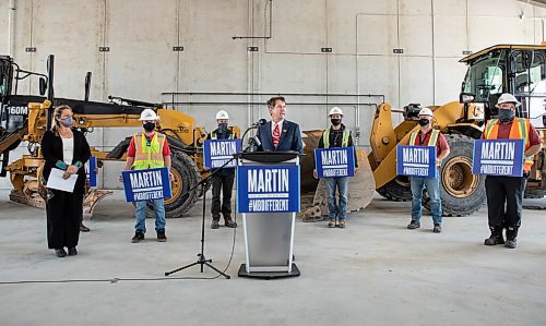 JESSICA LEE/WINNIPEG FREE PRESS

Shannon Martin, MLA for McPhillips, announces on September 13, 2021 at Bayview Construction Ltd. his plan to run for PC leadership.

Reporter: Carol
