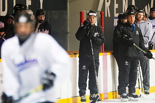 JOHN WOODS / WINNIPEG FREE PRESS
Tyler Metcalfe, coach of the Sturgeon Heights Huskies runs practice at Keith Bodley Arena in Winnipeg Monday, September 13, 2021. 

Reporter: Sawatzky