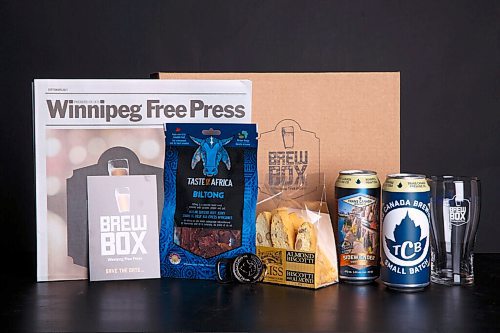 MIKE DEAL / WINNIPEG FREE PRESS
The Winnipeg Free Press Brew Box, which includes local beer and goodies, in Winnipeg on Tuesday, September 14, 2021. 
For Erin Lebar.
210914 - Tuesday, September 14, 2021.