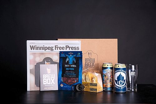 MIKE DEAL / WINNIPEG FREE PRESS
The Winnipeg Free Press Brew Box, which includes local beer and goodies, in Winnipeg on Tuesday, September 14, 2021. 
For Erin Lebar.
210914 - Tuesday, September 14, 2021.