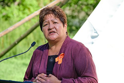 MIKE DEAL / WINNIPEG FREE PRESS
Shirley Robinson, Liberal candidate for Churchill-Keewatinook Askiederal speaks during a Liberal announcement at the current home of the National Centre for Truth and Reconciliation located at 177 Dysart Road on the UofM campus, Tuesday morning. The Liberal candidates gathered to announce funding towards the construction of a permanent home for the National Centre for Truth and Reconciliation.
210914 - Tuesday, September 14, 2021.