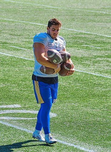 MIKE DEAL / WINNIPEG FREE PRESS
Winnipeg Blue Bombers Marc Liegghio (13) during practice at IG Field Tuesday morning.
210914 - Tuesday, September 14, 2021.