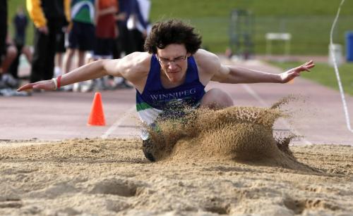 BORIS.MINKEVICH@FREEPRESS.MB.CA  100512 BORIS MINKEVICH / WINNIPEG FREE PRESS Track meet at the U of M. Long jumper Matthew Feldschun.