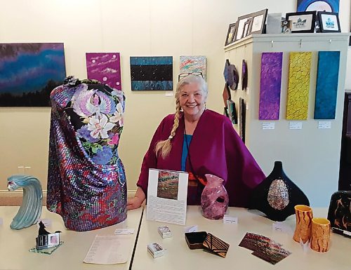 Canstar Community News Artist Connie Wawruck-Hemmett works with a variety of media and styles and manyof her works are on display at Carnivalia: Art by Connie Wawruck-Hemmett, an exhibit of her works running through Sept. 29 at the Wayne Arthur Gallery.