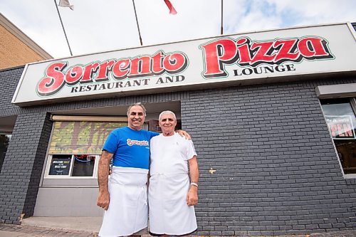 MIKE SUDOMA / Winnipeg Free Press
Gerry Lomonaco  (left) owner of the Sorrentos location on Ellice Ave, and brother, Alfonso Lomonaco (right) stand in front of the Ellice Avenue location Friday afternoon
September 24, 2021
