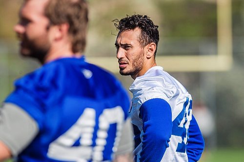 MIKAELA MACKENZIE / WINNIPEG FREE PRESS

Kicker Ali Mourtada (42) at Bombers practice in Winnipeg on Monday, Sept. 27, 2021.  For Taylor Allen story.
Winnipeg Free Press 2021.