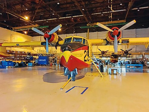 Canstar Community News A water bombers sits in its hangar at Richardson International Airport.