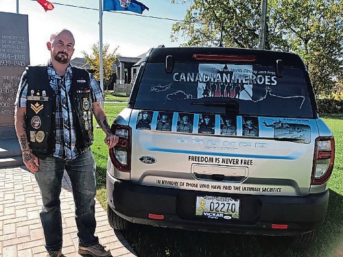 Canstar Community News Veteran Scott Stroh is raising funds to complete work on his moving memorial to members of the Canadian Armed Forces who have died in service to their country. (SHELDON BIRNIE/CANSTAR/THE HERALD)