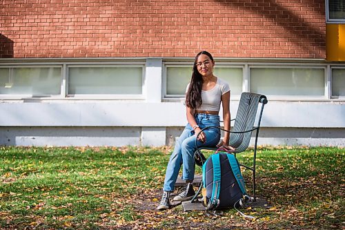 MIKAELA MACKENZIE / WINNIPEG FREE PRESS

Miyawata Stout, who responded to the bullet point in poll that her generation has much better idea of hope for their lives than previous generations, poses for a portrait in front of Kelvin High School in Winnipeg on Monday, Sept. 27, 2021. For --- story.
Winnipeg Free Press 2021.