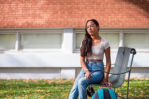 MIKAELA MACKENZIE / WINNIPEG FREE PRESS

Miyawata Stout, who responded to the bullet point in poll that her generation has much better idea of hope for their lives than previous generations, poses for a portrait in front of Kelvin High School in Winnipeg on Monday, Sept. 27, 2021. For --- story.
Winnipeg Free Press 2021.