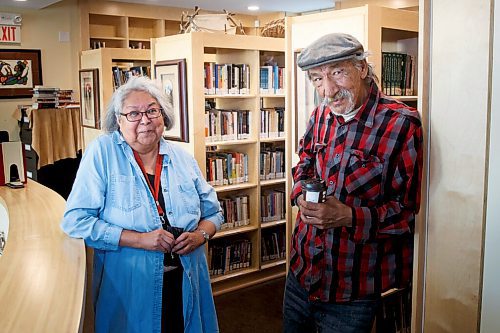 MIKE DEAL / WINNIPEG FREE PRESS
Language activists Pat Ningewance (left) and Roger Roulette (right) at the Manitoba Indigenous Cultural Education Centre, 119 Sutherland, Tuesday afternoon.
See Ben Waldman story
210928 - Tuesday, September 28, 2021.