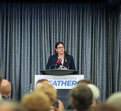 JESSICA LEE / WINNIPEG FREE PRESS

Heather Stefanson delivers remarks at the Conservative leaders debate at Norwood Hotel on September 28, 2021.

Reporter: Carol