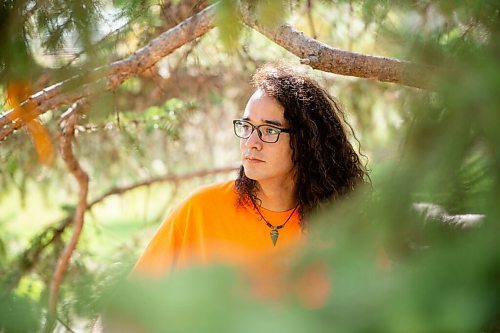 MIKE SUDOMA / Winnipeg Free Press
Activist, Michael Redhead Champagne takes a look at a at the healing forest located in St Johns Park Wednesday 
September 29, 2021