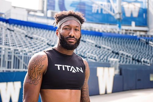 MIKAELA MACKENZIE / WINNIPEG FREE PRESS

Bombers player Brandon Alexander poses for a portrait at IG Field in Winnipeg on Wednesday, Sept. 29, 2021. For Jeff story.
Winnipeg Free Press 2021.