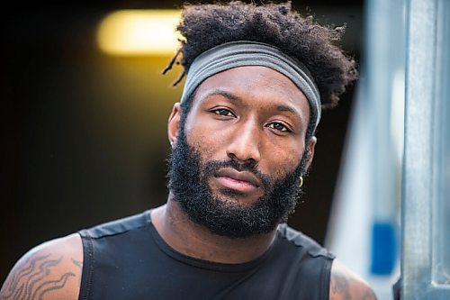 MIKAELA MACKENZIE / WINNIPEG FREE PRESS

Bombers player Brandon Alexander poses for a portrait at IG Field in Winnipeg on Wednesday, Sept. 29, 2021. For Jeff story.
Winnipeg Free Press 2021.