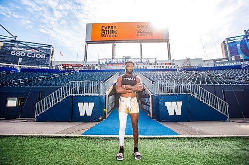 MIKAELA MACKENZIE / WINNIPEG FREE PRESS

Bombers player Brandon Alexander poses for a portrait at IG Field in Winnipeg on Wednesday, Sept. 29, 2021. For Jeff story.
Winnipeg Free Press 2021.