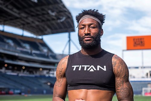 MIKAELA MACKENZIE / WINNIPEG FREE PRESS

Bombers player Brandon Alexander poses for a portrait at IG Field in Winnipeg on Wednesday, Sept. 29, 2021. For Jeff story.
Winnipeg Free Press 2021.