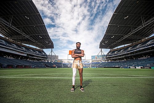 MIKAELA MACKENZIE / WINNIPEG FREE PRESS

Bombers player Brandon Alexander poses for a portrait at IG Field in Winnipeg on Wednesday, Sept. 29, 2021. For Jeff story.
Winnipeg Free Press 2021.