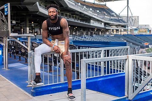 MIKAELA MACKENZIE / WINNIPEG FREE PRESS

Bombers player Brandon Alexander poses for a portrait at IG Field in Winnipeg on Wednesday, Sept. 29, 2021. For Jeff story.
Winnipeg Free Press 2021.