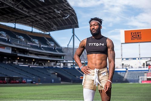 MIKAELA MACKENZIE / WINNIPEG FREE PRESS

Bombers player Brandon Alexander poses for a portrait at IG Field in Winnipeg on Wednesday, Sept. 29, 2021. For Jeff story.
Winnipeg Free Press 2021.