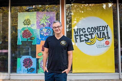 MIKAELA MACKENZIE / WINNIPEG FREE PRESS

Dean Jenkinson, director of the Winnipeg Comedy Festival, poses for a portrait at the Gas Station Theatre in Winnipeg on Thursday, Sept. 30, 2021. The festival starts next week. For Randall King story.
Winnipeg Free Press 2021.