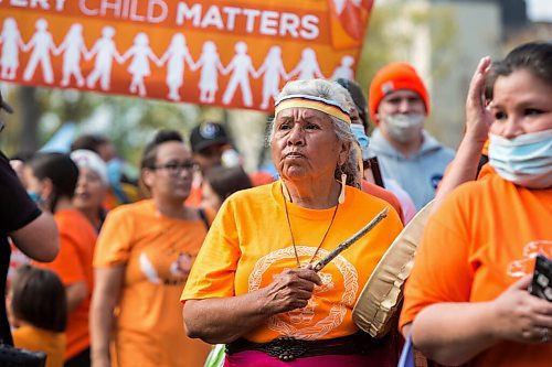 MIKAELA MACKENZIE / WINNIPEG FREE PRESS

Mary Starr walks in a march that went from the Canadian Museum for Human Rights to St. John's Park on the first National Day for Truth and Reconciliation in Winnipeg on Thursday, Sept. 30, 2021. For --- story.
Winnipeg Free Press 2021.